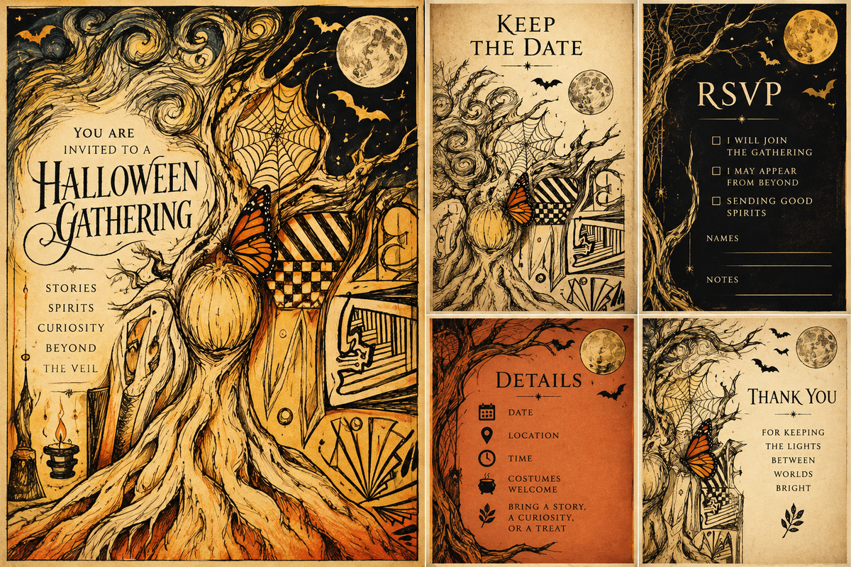 Beyond the Veil | Halloween Invitation Collection (5 Printable Designs)