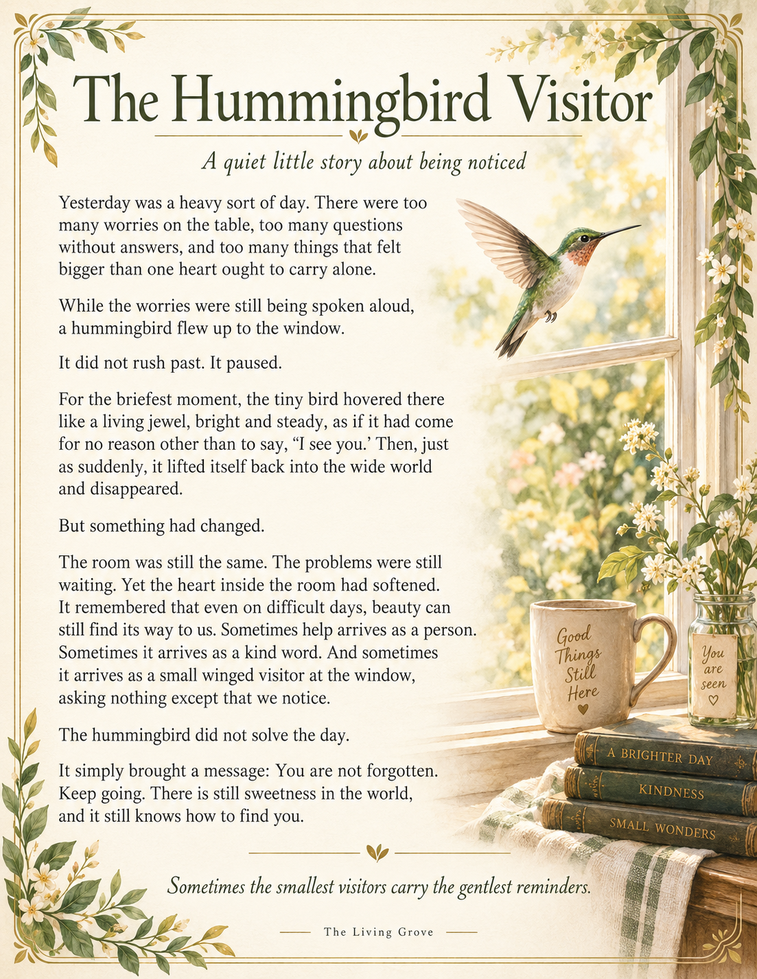 Happy National Hummingbird Day | The Hummingbird Visitor Printable Story