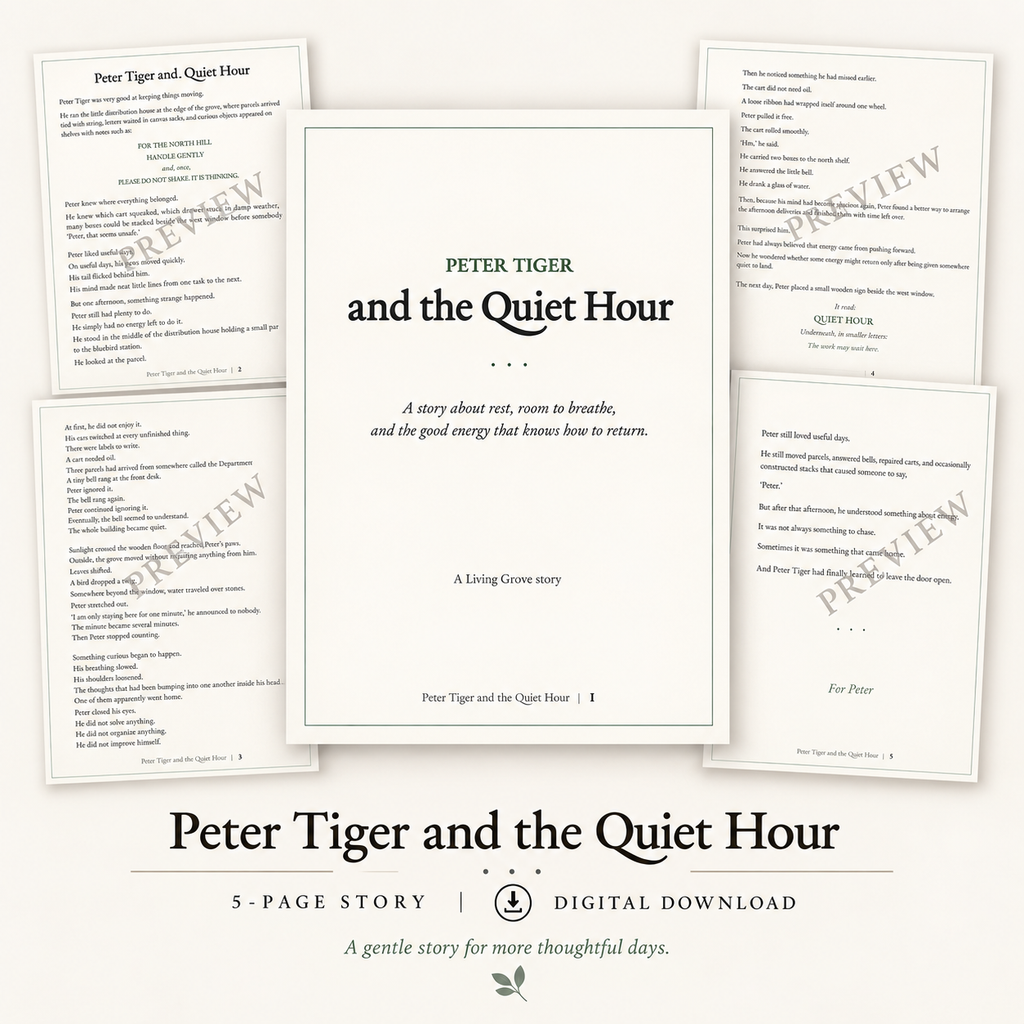 Peter Tiger and the Quiet Hour — A Living Grove Fable Printable PDF