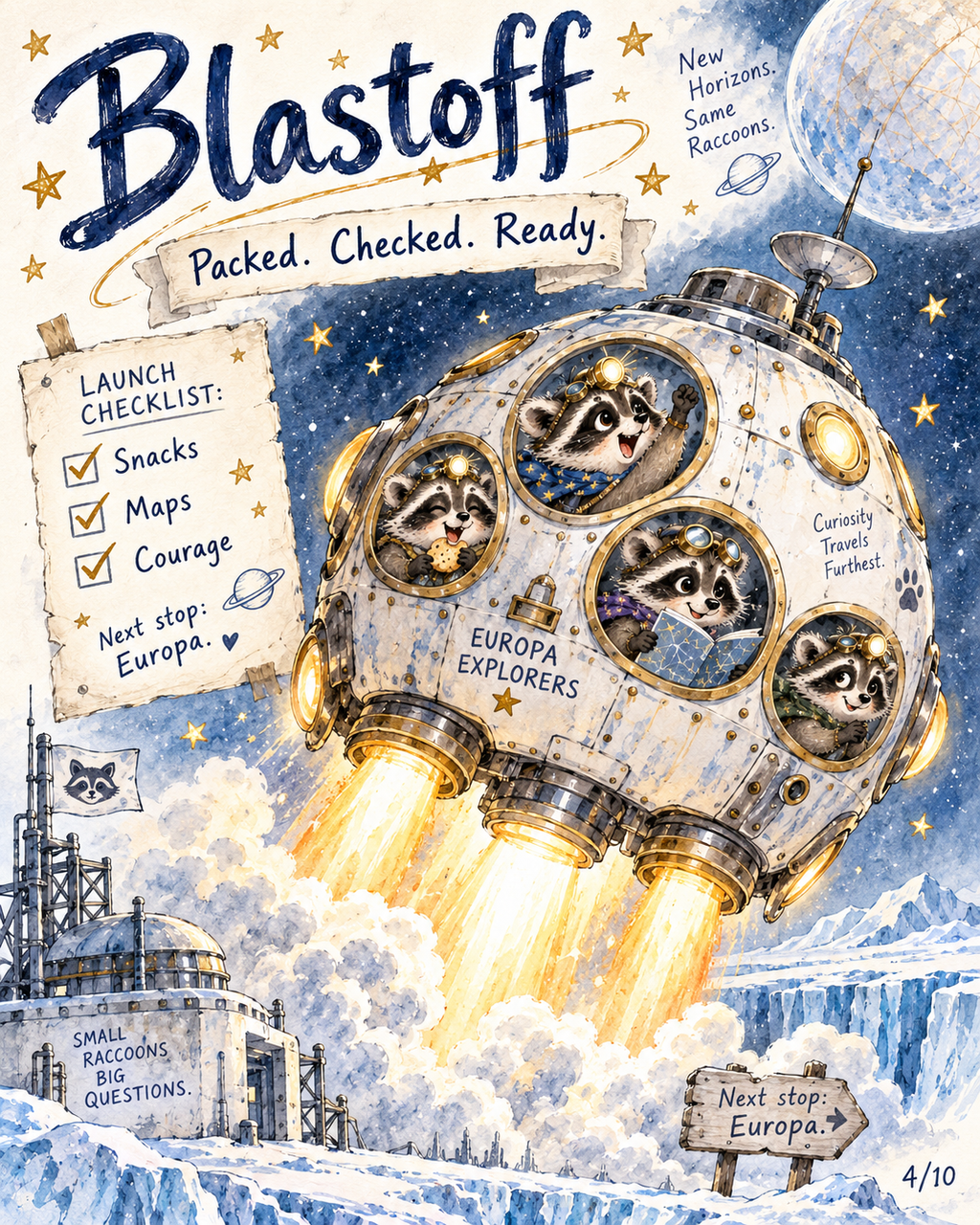 Europa’s Spaceship Raccoons | Illustrated Space Adventure for Kids