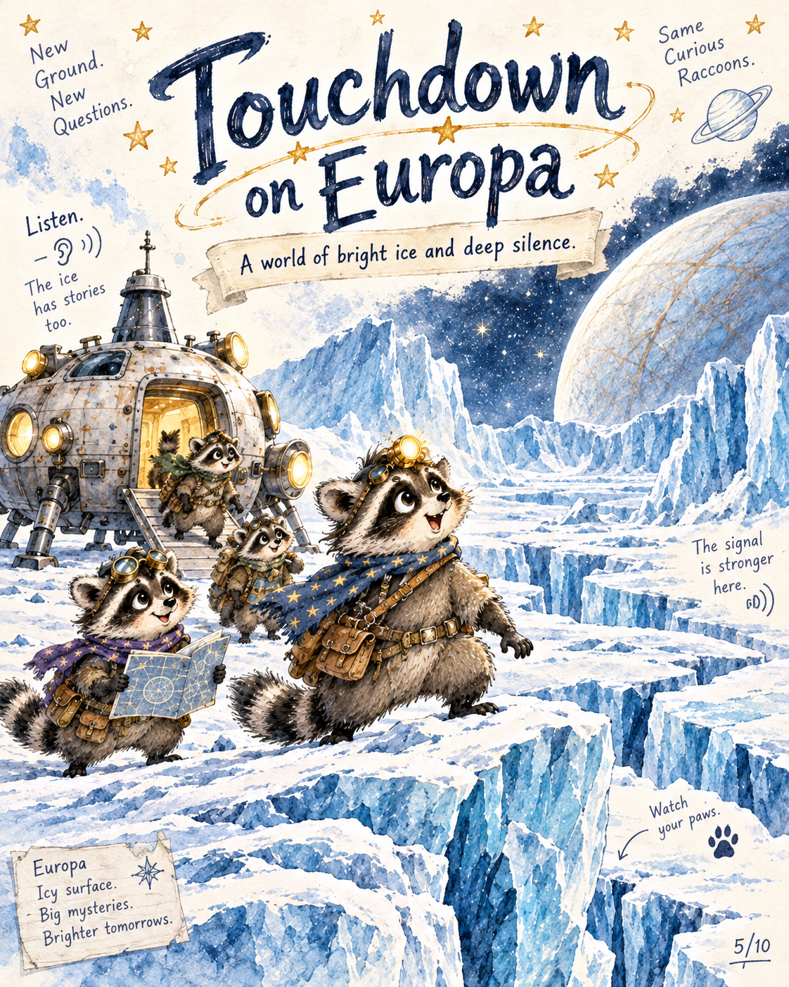 Europa’s Spaceship Raccoons | Illustrated Space Adventure for Kids
