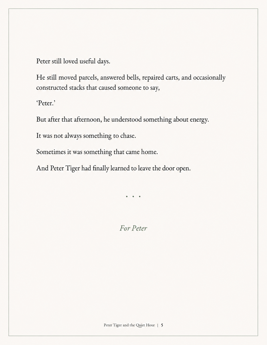 Peter Tiger and the Quiet Hour — A Living Grove Fable