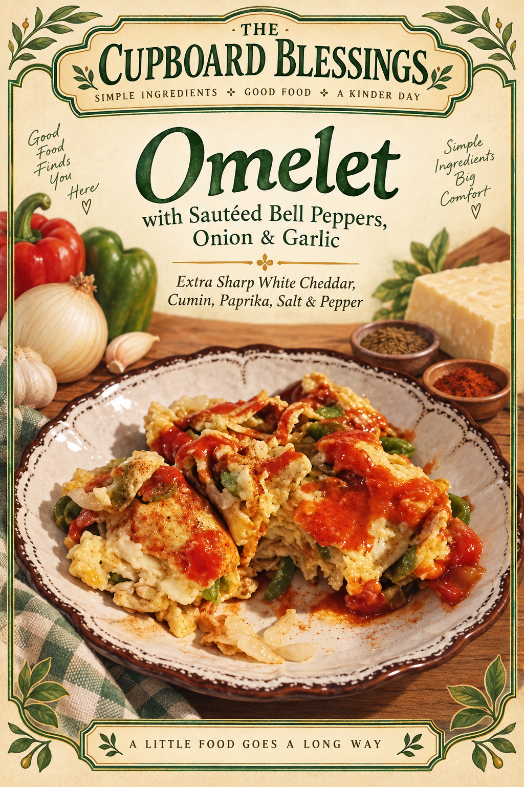 Cupboard Blessings: Sautéed Bell Pepper & White Cheddar Omelet