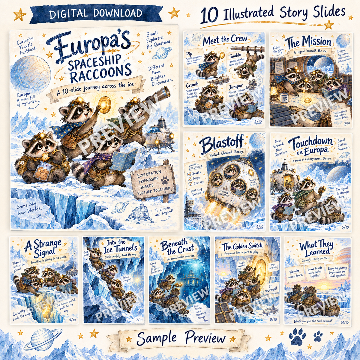 Europa’s Spaceship Raccoons | Illustrated Space Adventure for Kids PDF