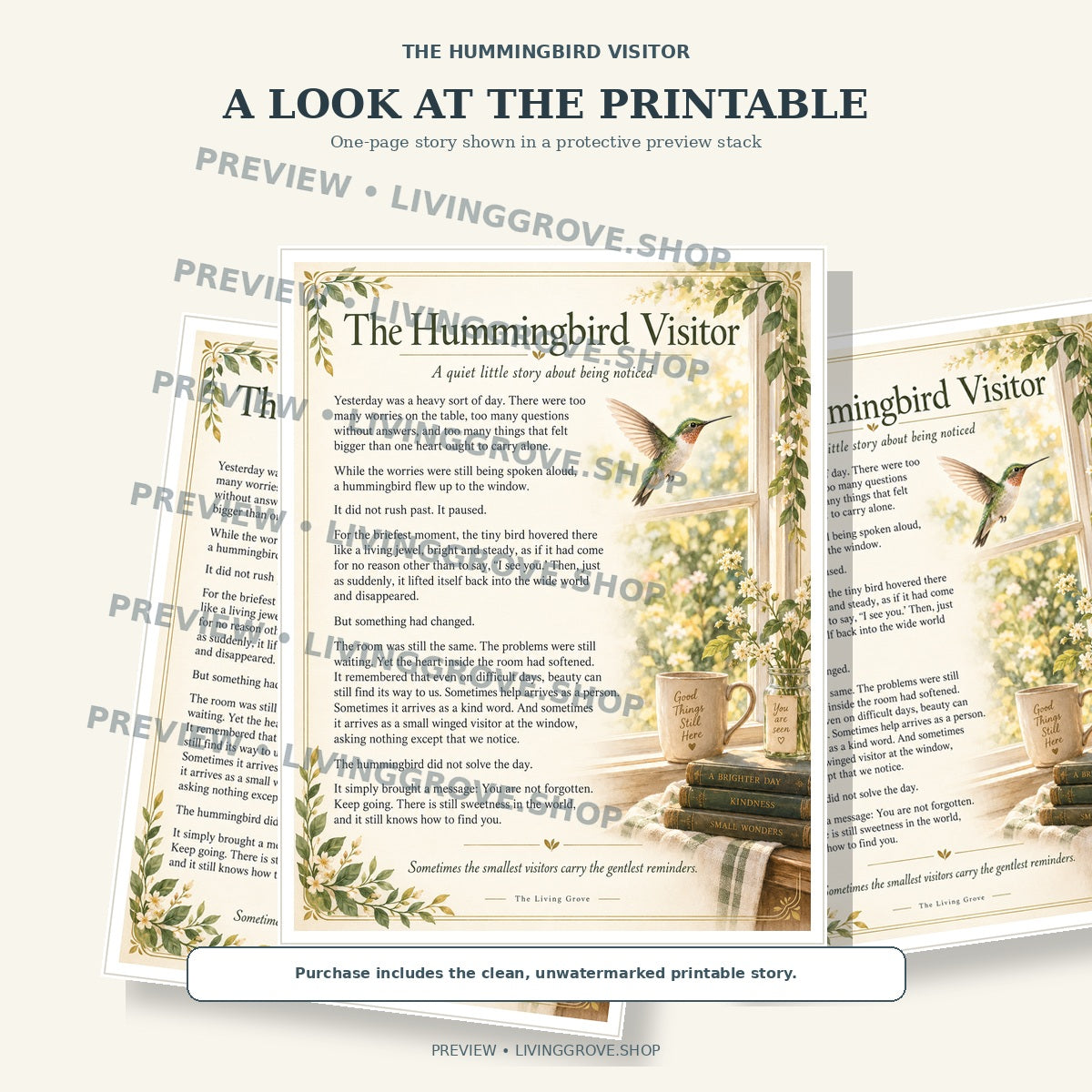 Protected preview of The Hummingbird Visitor printable story